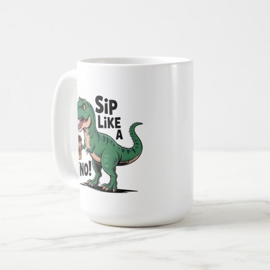 Dinosaurier trinken Kaffee Kaffeetasse (Vorderseite Links)