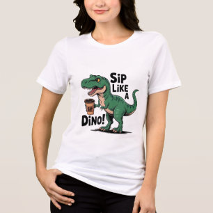 Dinosaurier trinken Kaffee Tri-Blend Shirt