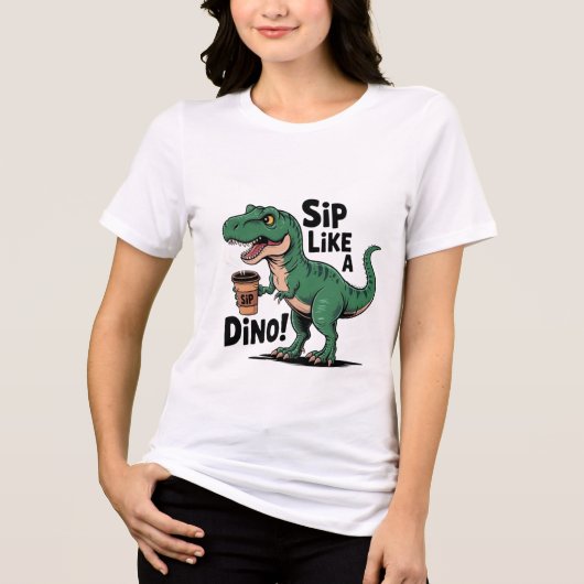 Dinosaurier trinken Kaffee Tri-Blend Shirt (Vorderseite)