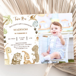 Dinosaurier Two Rex 2. Geburtstags-Party Einladung