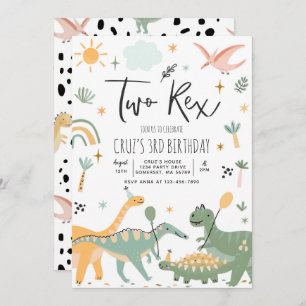 Dinosaurier Two Rex 2. Geburtstags-Party Einladung