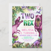 Dinosaurier TWO Rex Einladung Dinosaurier Party Ge (Vorderseite)