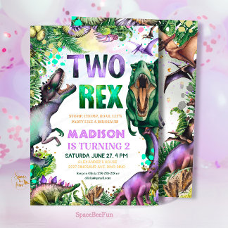Dinosaurier TWO Rex Einladung Dinosaurier Party Ge