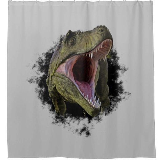Dinosaurier Tyrannosaurus in Hole Jurassic Duschvorhang (Vorderseite)