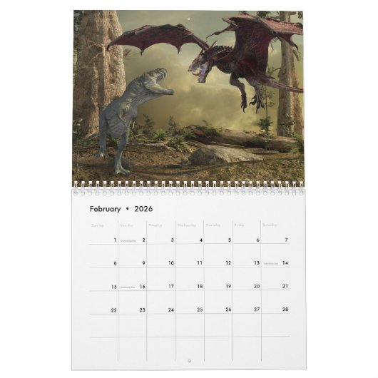 Dinosaurier Tyrannosaurus Raptor Jurassic jedes Ja Kalender (Feb 2026)