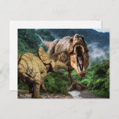 Dinosaurier Tyrannosaurus Triceratops Angriff Post Postkarte (Vorne/Hinten)