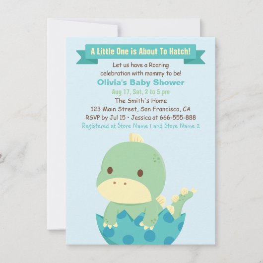 Dinosaurier über Babydusche Einladungen (Vorderseite)