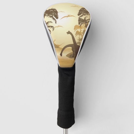 Dinosaurier über die tropische Jurassische Landsch Golf Headcover (Vorderseite)