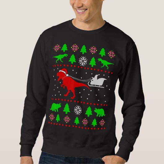 Dinosaurier Ugly Christmas Sweater für Erwachsene Sweatshirt (Vorderseite)