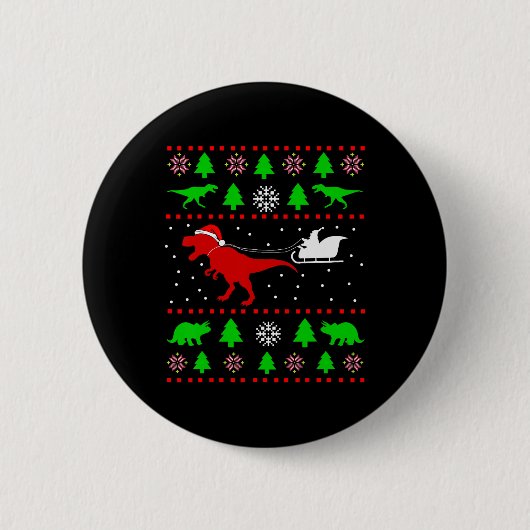 Dinosaurier Ugly Weihnachten für Erwachsene Kinder Button (Vorderseite)