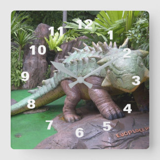 Dinosaurier-Uhr Quadratische Wanduhr