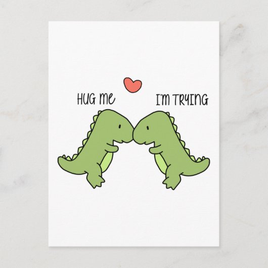 Dinosaurier umarmt postkarte (Vorderseite)