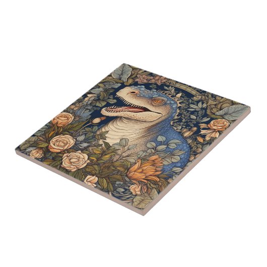 Dinosaurier und Blume Jugendstil Fliese (Seite)