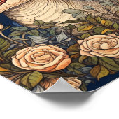 Dinosaurier und Blume Jugendstil Poster (Ecke)