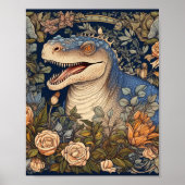 Dinosaurier und Blume Jugendstil Poster (Vorne)