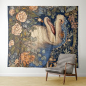 Dinosaurier und Blume Jugendstil Wandteppich (Beispiel (Horizontal))