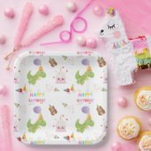 Dinosaurier und Cupcake Happy Birthday Design Pappteller (Party)