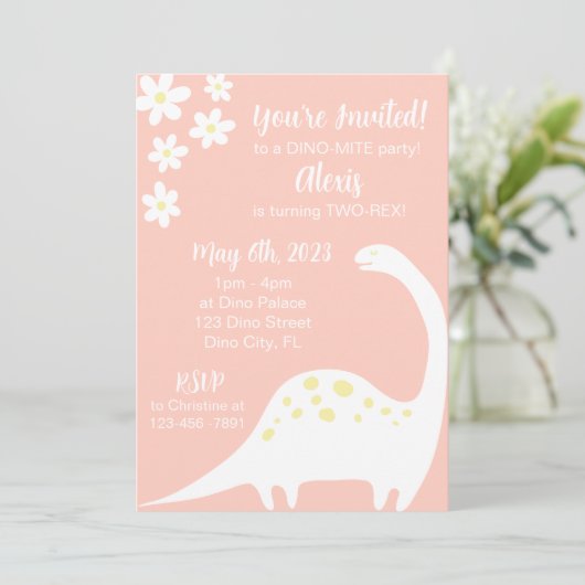 Dinosaurier und Daisy's Einladung (Stehend Vorderseite)