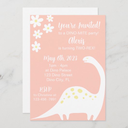 Dinosaurier und Daisy's Einladung (Vorne/Hinten)