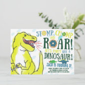 Dinosaurier und Donuts Einladung zum Geburtstag (Stehend Vorderseite)