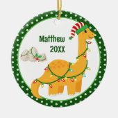 Dinosaurier und Eier Personalisiert Kinder Weihnac Keramik Ornament (Vorne)