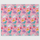 Dinosaurier und Einhörner Weihnachtsmuster Geschenkpapier (Flach)