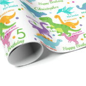 Dinosaurier und Kindergeburtstag Geschenkpapier (Rolleneckpunkt)