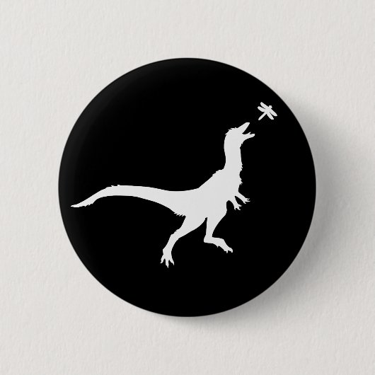 Dinosaurier- und Libellen-Knopf Button (Vorderseite)