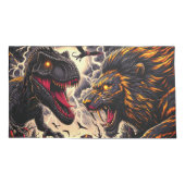 Dinosaurier und Löwenkampf Kissenbezug (Rückseite)