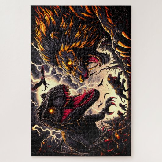 Dinosaurier und Löwenkämpfe Puzzle (Vertikal)