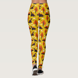 Dinosaurier und Monutains im Senfgrund Leggings