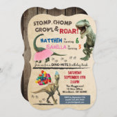 Dinosaurier und Tutu Einladung zum Geburtstag (Vorne/Hinten)