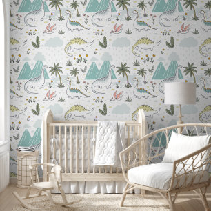 Dinosaurier und Volcanos Baby Kinderzimmer Tapete