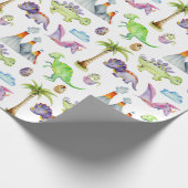 Dinosaurier und Vulkane Geschenkpapier (Ecke)