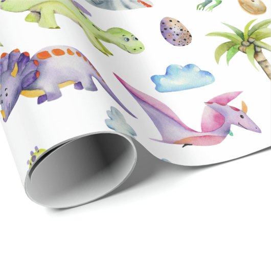 Dinosaurier und Vulkane Geschenkpapier (Rolleneckpunkt)