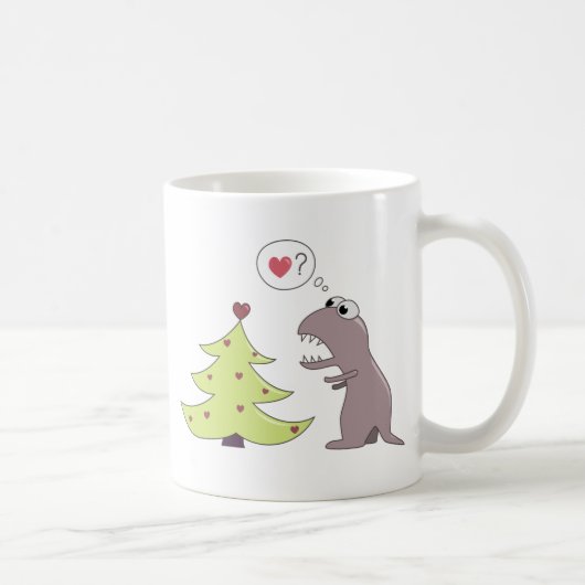 Dinosaurier und Weihnachtsbaum Kaffeetasse (Rechts)