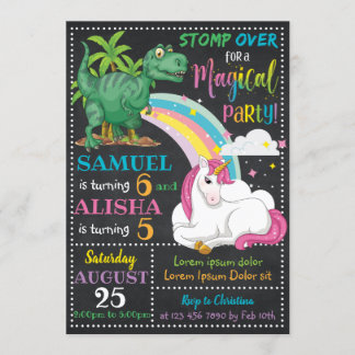 Dinosaurier & Unicorn Einladung zum Geburtstag