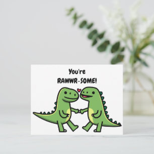 Dinosaurier-Valentine Feiertagspostkarte