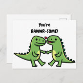 Dinosaurier-Valentine Feiertagspostkarte (Vorne/Hinten)