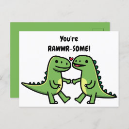Dinosaurier-Valentine Postkarte