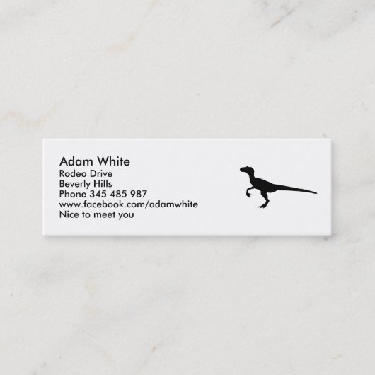 Dinosaurier Velociraptor Mini Visitenkarte (Vorderseite)