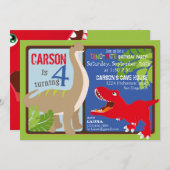 Dinosaurier-vierte Geburtstags-Einladungs-Karte Einladung (Vorne/Hinten)