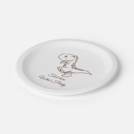 Dinosaurier, Vintag, niedlich, Kinder, Papierplatt Pappteller (Schrägansicht)