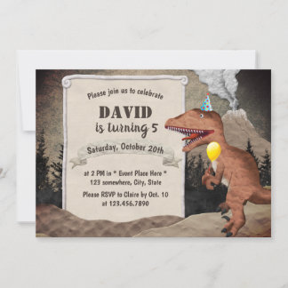 Dinosaurier & Volcano Prähistorische Jungen Geburt Einladung