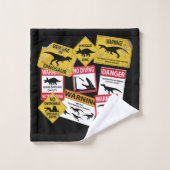 Dinosaurier Vorsichtszeichen Badhandtuch Set (Waschlappen)