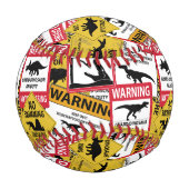 Dinosaurier Vorsichtszeichen Baseball (Vorderseite)