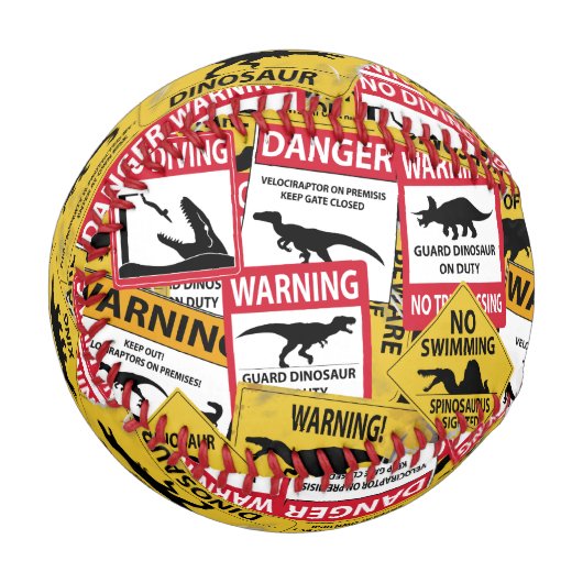 Dinosaurier Vorsichtszeichen Baseball (Vorderseite Links)