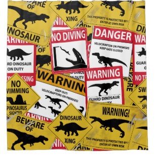 Dinosaurier Vorsichtszeichen Duschvorhang