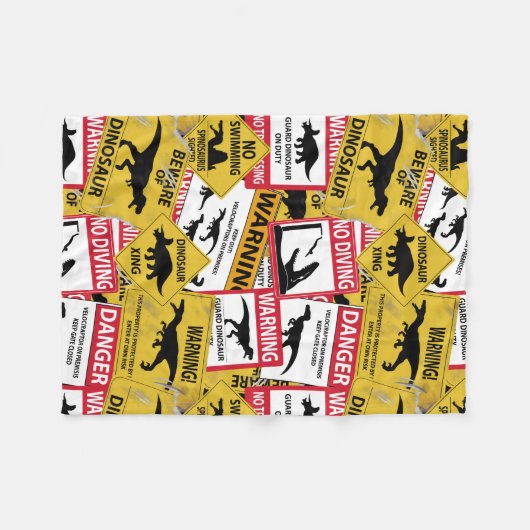 Dinosaurier Vorsichtszeichen Fleecedecke (Vorderseite (Horizontal))