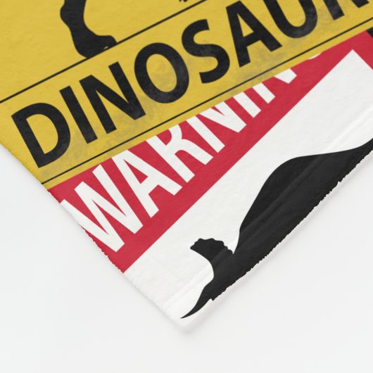 Dinosaurier Vorsichtszeichen Fleecedecke (Ecke)